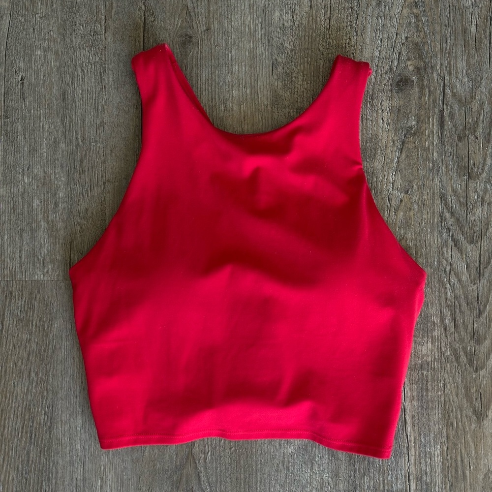 Athleta Red High Neck Conscious Crop Top